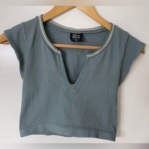 BDG Women's Blue Ribbed Crop Top